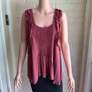 Deletta size medium pink mauve ruffle design tank top blouse